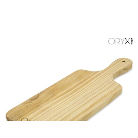 TABLA CORTAR MADERA DE PINO RECTANGULAR 35X14X2 CM.  CON MANGO