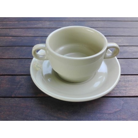 RETRO TAZA CONSOME OCRE + PLATO OCRE 165 MM