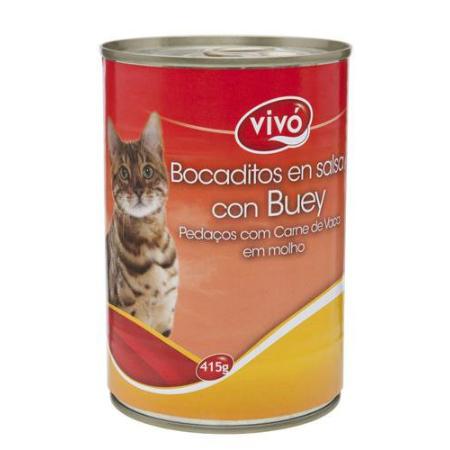 VIVO GATO BOCADITO BUEY 415 GRS.