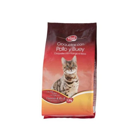 VIVO BOLSA PIENSO GATO POLLO Y BUEY 1,5 KG,.