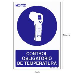CARTEL DE CONTROL OBLIGATORIO DE LA TEMPERATURA 30X21 CM.