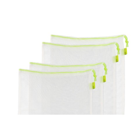 BOLSAS DE COMPRA REUTILIZABLES DE MALLA 4 UNIDADES, 2 BOLSAS DE 30X35 CM Y 2 BOLSAS DE 30X43 CM. PARA FRUTAS,VERDUR