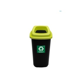 EBERTOOLS CUBO SELECTIVO VIDRIO EKOBIN 28 LTS NEGRO ARO VERDE