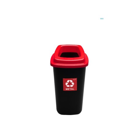 EBERTOOLS CUBO SELECTIVO METAL EKOBIN 28 LTS NEGRO ARO ROJO