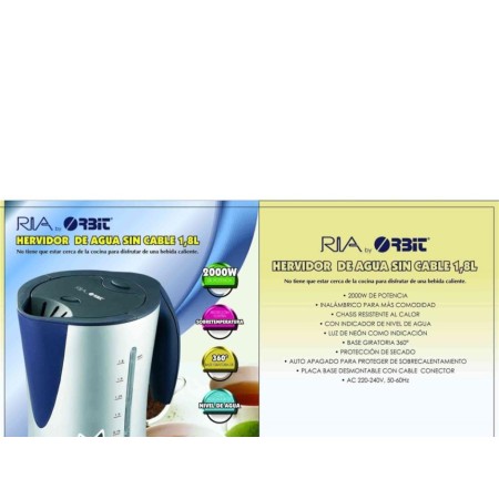 HERVIDOR DE AGUA SIN CABLE RIA 1,8 LTS. ORBIT