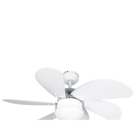 VENTILADOR DE TECHO CON LUZ 6 ASPAS DE MADERA BLANCA