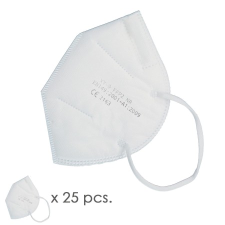 MASCARILLA FFP2 PLEGABLE BLANCA CAJA 25 UNIDADES (ENVASADAS INDIVIDUALMENTE)