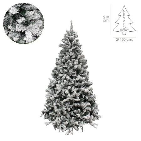 ARBOL DE NAVIDAD NEVADO 210 CM. 1106 RAMAS. HOJAS DE PVC CON NIEVE ARTIFICAL