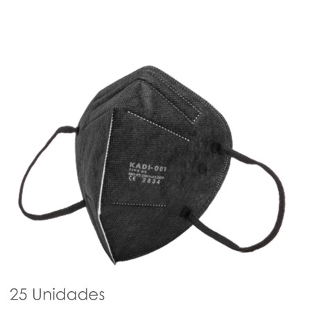 MASCARILLA FFP2 PLEGABLE NEGRA CAJA 25 UNIDADES (ENVASADAS INDIVIDUALMENTE)