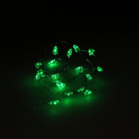 GUIRNALDA LUCES NAVIDAD ARBOLES 20 LEDS COLOR VERDE. LUZ NAVIDAD INTERIORES IP20 A PILAS 3AA (NO INCLUIDA)