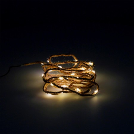 GUIRNALDA LUCES NAVIDAD LED CUERDA 30 MICROLED BLANCO CALIDO LUZ NAVIDAD INTERIORES IP20. A PILAS 3 AA (NO INCLUIDA