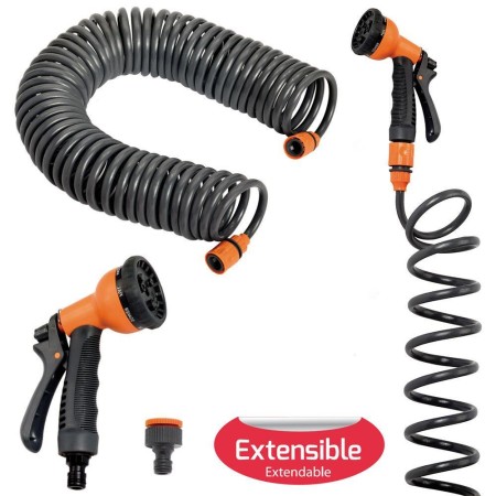 MANGUERA RIEGO JARDIN AUTOENROSCABLE CON SET RIEGO 15 METROS