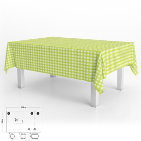 MANTEL HULE RECTANGULAR CUADROS LIMA IMPERMEABLE ANTIMANCHAS PVC 140X250 CM.  RECORTABLE USO INTERIOR Y EXTERIOR