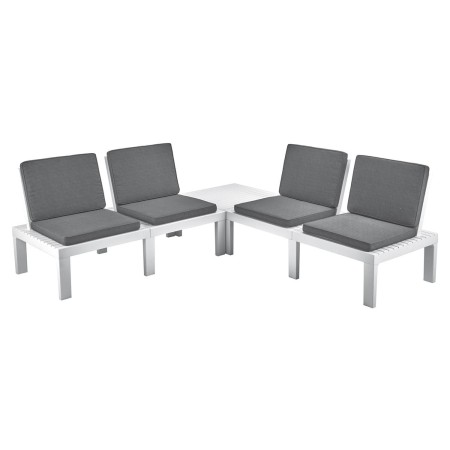 CONJUNTO DE JARDIN RESINA MOLOK BLANCO CON COJINES ANTRACITA