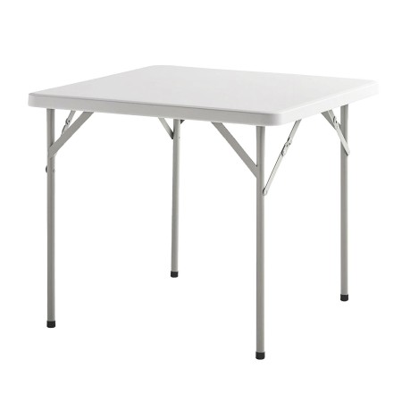MESA PLEGABLE CUADRADA HDPE MULTIFUNCIONAL, PORTATIL, RESISTENTE,MULTIUSOS 86X86X74 CM. COLOR BLANCO