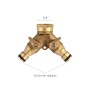 ADAPTADOR MANGUERA LATON 2 TOMAS PARA GRIFO 3/4