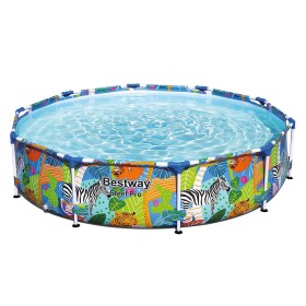 PISCINA REDONDA ANIMALES, ESTRUCTURA METALICA, Ø274X66CM, ESTAMPADO ANIMAL IDEAL NIÑOS, 3221 LITROS