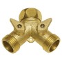 ADAPTADOR MANGUERA LATON 2 TOMAS MACHO 3/4, DUPLICADOR GRIFO, ADAPTADOR 2 VIAS, ENTRADA 3/4 HEMBRA