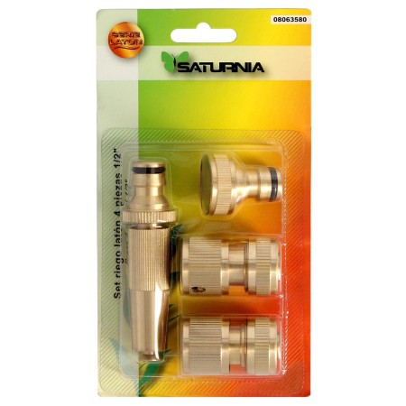 SET RIEGO 4 PIEZAS PARA MANGUERAS 1/2 FABRICADO EN LATON.