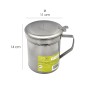 GRASERA ACERO INOXIDABLE PARA PESCADO ACEITERA ACEITE USADO 1,0 L. CON COLADOR Y TAPA, RECIPIENTE RECICLAJE ACEITE 