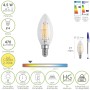 BOMBILLA LED FILAMENTO VELA ROSCA E14. 4,5 WATT. EQUIVALE A 40 WATT. 470 LUMENES. LUZ CÁLIDA (2700º K.)