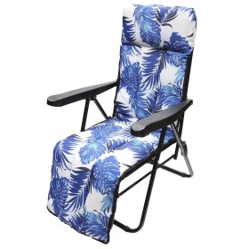 SILLA PLAYA ACOLCHADA, ESTRUCTURA ACERO RECLINABLE 5 POSICIONES CON REPOSAPIES, SILLA MULTIPOSICIÓN, SILLA CON REPO