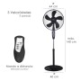 VENTILADOR PIE Ø 40 CM 45 WATT. 3 VELOCIDADES  5 ASPAS GRAN TAMAÑO, 3 VELOCIDADES, CON TEMPORIZADOR.