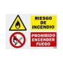 CARTEL SEÑAL PVC 40X60 "RIESGO INCENDIO/PROHIBIDO FUEGO"