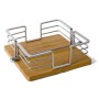 SERVILLETERO METAL CON BASE MADERA 19X19 CMS