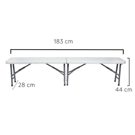 BANCO PLEGABLE MULTIFUNCIONAL, PORTATIL, RESISTENTE,MULTIUSOS 183X28X44 CM. COLOR BLANCO