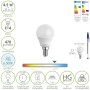 BOMBILLA LED ESFERICA ROSCA E14 4.5 WATT. EQUIVALE A 35 WATT. 470 LUMENES. LUZ FRIA (6500º K)