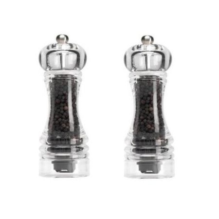 JUEGO 2 MOLINILLO PARA SAL-PIMIENTA TRANSPARENTE FYH