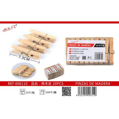 PINZA DE MADERA 7,3 CMS. PAQUETE 20 UNIDADES