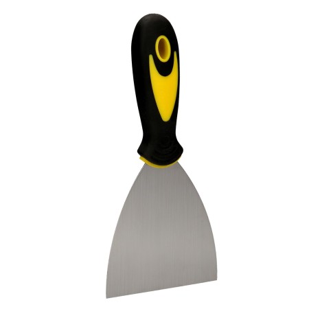 ESPATULA ACERO INOXIDABLE ANCHO 80 MM. CON MANGO DE GOMA ERGONOMICO, ESPATULA PINTOR, ESPATULA MASILLA, PALETINA, P
