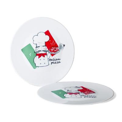 PLATO PIZZA 33 CMS. VIDRIO OPAL BLANCO ITALIAN CHEF