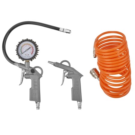KIT ACCESORIOS PARA COMPRESOR 3 PIEZAS CON ENGANCHE RAPIDO, JUEGO DE HERRAMIENTAS NEUMATICAS PARA COMPRESOR.