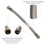 LATIGUILLO FLEXIBLE REFORZADO ACERO INOXIDABLE TERMO MACHO 1/2 - HEMBRA 1/2 LONGITUD 300 MM