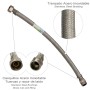LATIGUILLO FLEXIBLE REFORZADO ACERO INOXIDABLE TERMO MACHO 1/2 - HEMBRA 1/2 LONGITUD 400 MM