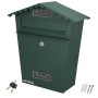 BUZON EXTERIORES HOUSE VERDE 330 X 125 X 365 (ALT.) MM. CON TEJADO, ACERO PINTADO. BUZON PARED, BUZON CARTAS, BUZON