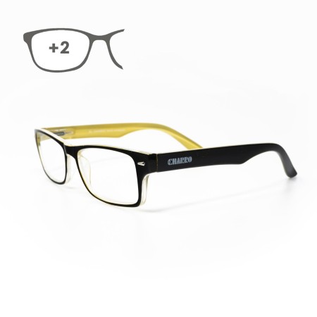 GAFAS LECTURA KANSAS NEGRO / AMARILLO. AUMENTO +2,0 GAFAS DE VISTA, GAFAS DE AUMENTO, GAFAS VISIÓN BORROSA