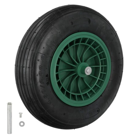 RUEDA CARRETILLA NEUMATICA PARA CARRETILLA OBRA / JARDIN LLANTA PLASTICO EJE Ø 20 MM. RUEDA CARRETILLA JARDIN, CARR