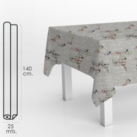 MANTEL HULE ROLLO MODELO CATS IMPERMEABLE ANTIMANCHAS PVC 140 CM. X 25 METROS. ROLLO RECORTABLE. INTERIOR Y EXTERIO