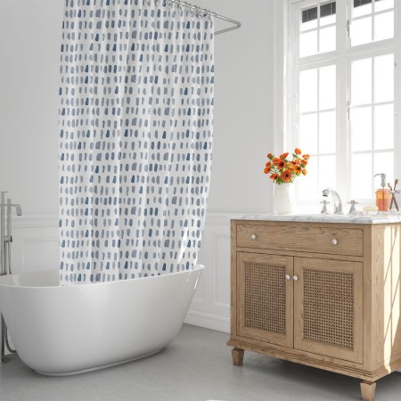 CORTINA DUCHA MATRIX AZUL 180X200 CM. IMPERMEABLE