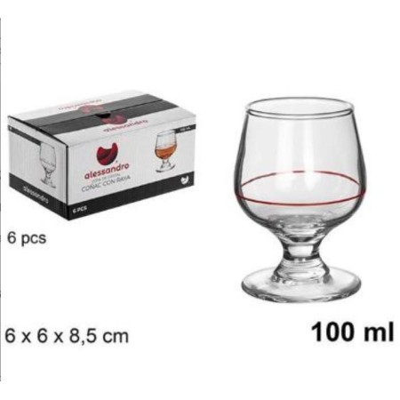 *UNIDAD*COPA CRISTAL COÑAC BRANDY 10 CLS FILO ROJO