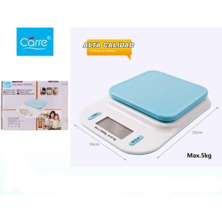 CARRE BALANZA BASCULA PESO DIGITAL 5 KGS 109665