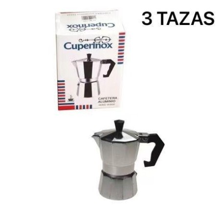 3 TAZAS CAFETERA ITALIANA ALUMINIO CLASICA CUPERINOX
