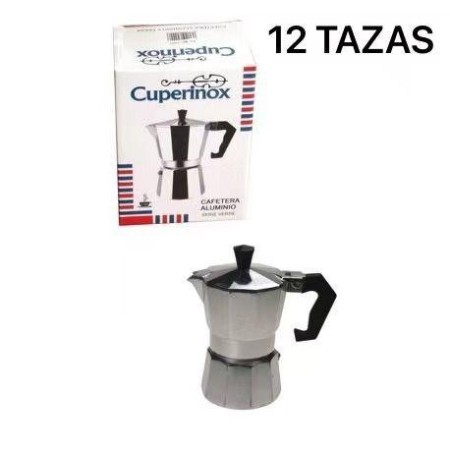 12 TAZAS CAFETERA ITALIANA CLASICA ALUMINIO CUPERINOX SERIE VERDE