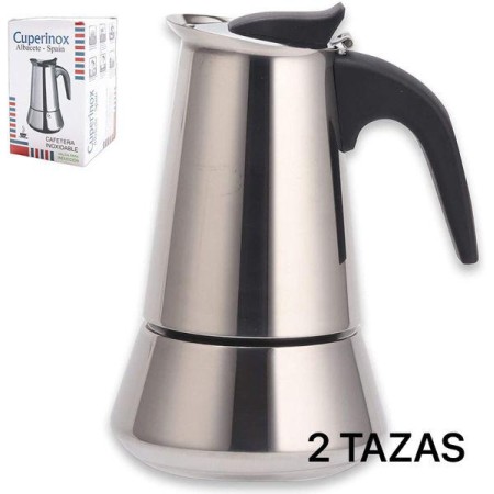 2 TAZAS CAFETERA EXPRES ACERO INOXIDABLE PARA INDUCCION CUPERINOX