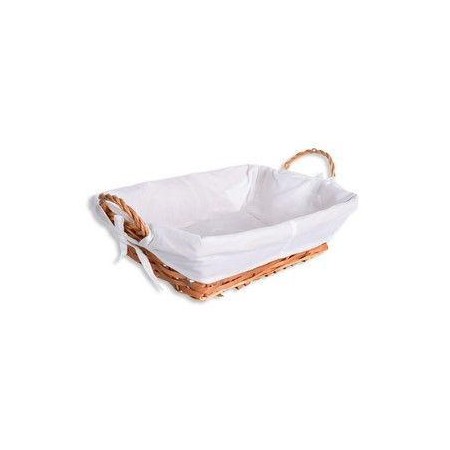 CESTO PANERA RECTANGULAR MIMBRE CON ASAS COLOR MIEL CON FORRO BLANCO