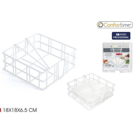 SERVILLETERO COCINA ALAMBRE BLANCO 18X18X6,5 CMS CONFORTIME